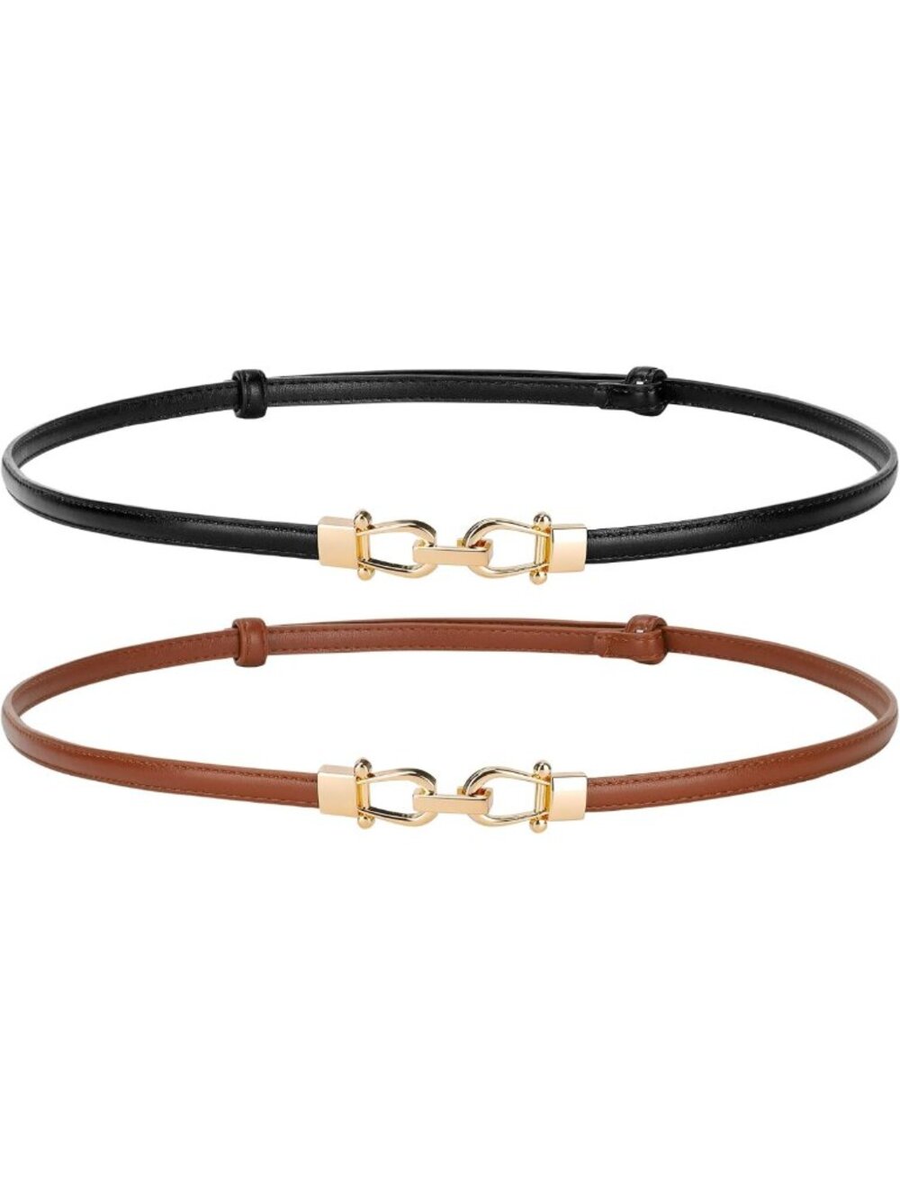 Stylish Plus Size Leather Skinny Belt for Women - Adjustable Thin Waist Belt